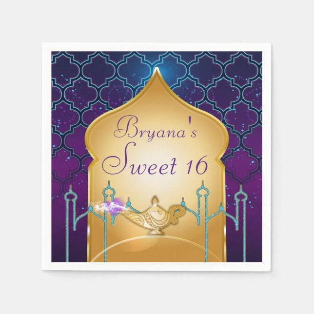 Arabian Nights Gold Magic Lamp Party Serviette (Vorderseite)