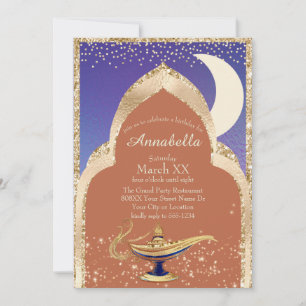 Arabian Nights Gold und Blue Aladdin Mairtale Einladung