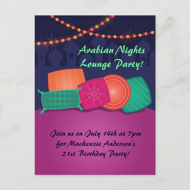 Arabian Nights Lounge Party Postkarte (Vorderseite)