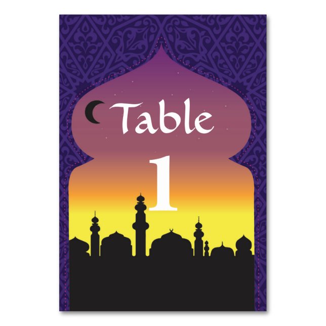Arabian Nights Motif Numéro de table Mariage (Par défaut)