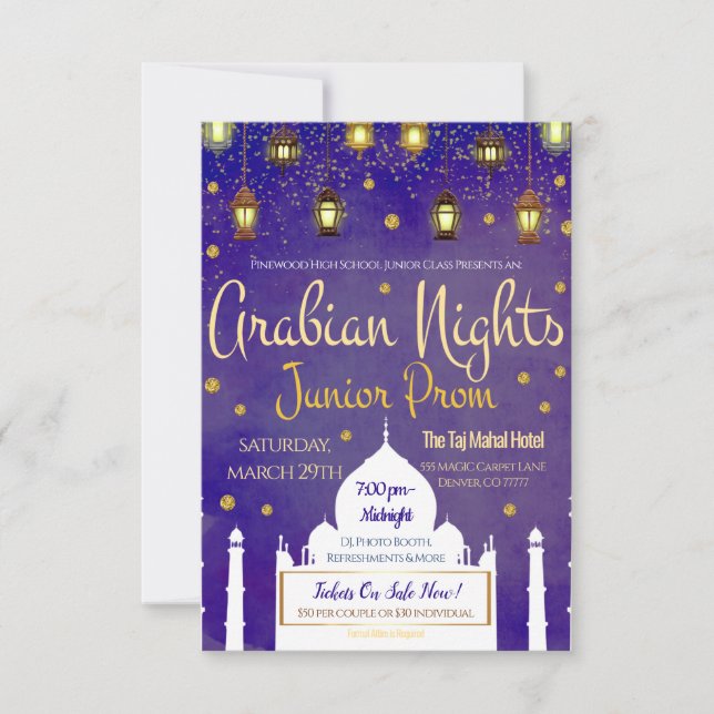 Arabian Nights Thème Junior Prom Invitation (Devant)