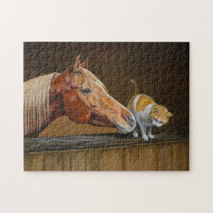 Arabian Pferd mit Barnkatze Reitpuzzle