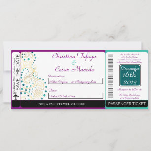 Arabian Purple Boarding Pass Faire-part de mariage
