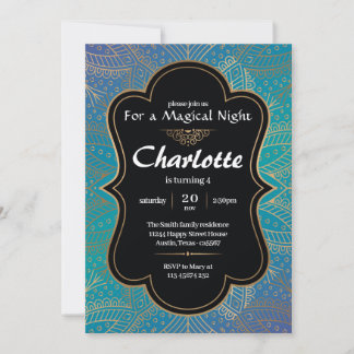 Arabian Sky Invitation for Birthday Party Blue Einladung