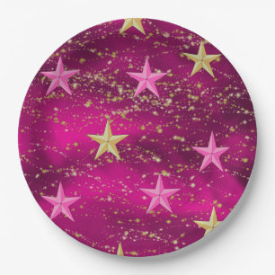 Arabianische Nächte Magenta & Gold Stars Pappteller