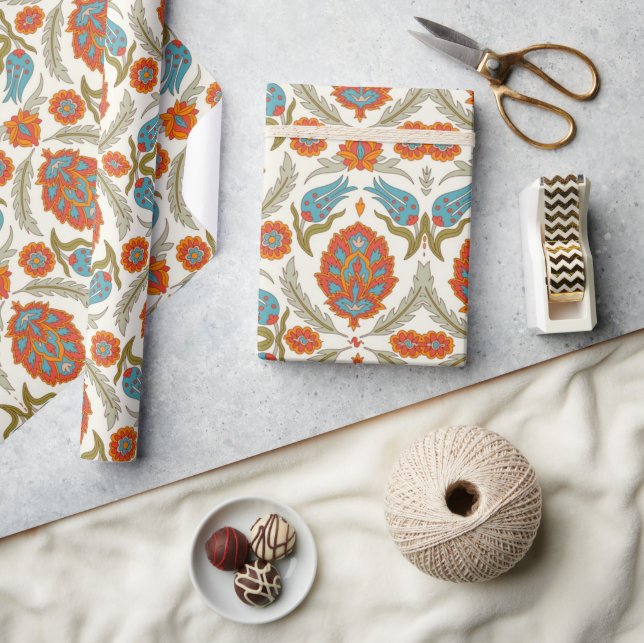 Arabic Boho Elegant Floral marokkanischer Pfau Geschenkpapier (Basteln)