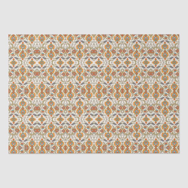 Arabic Boho Elegant Floral marokkanischer Pfau Seidenpapier (Vorderseite)
