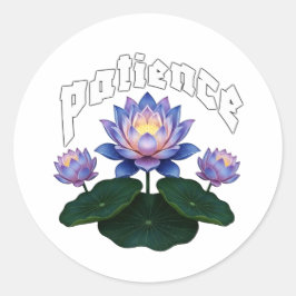Arabic Calligraphy Sabr Patience - Zen Lotus Flowe Runder Aufkleber