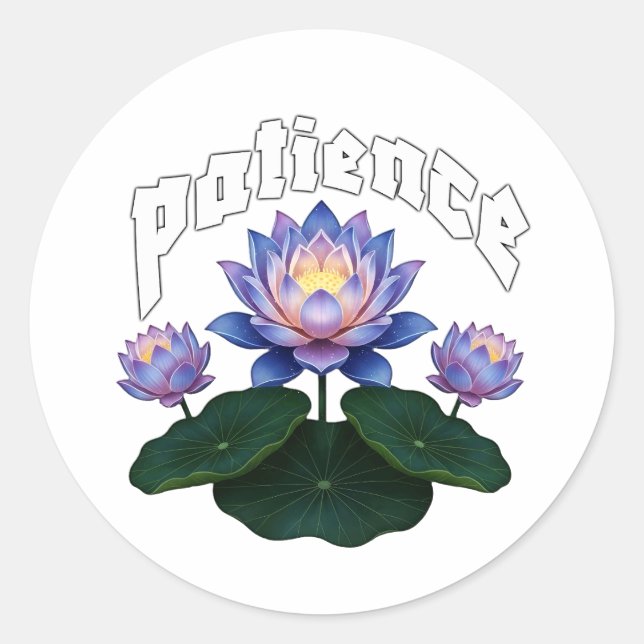 Arabic Calligraphy Sabr Patience - Zen Lotus Flowe Runder Aufkleber (Vorderseite)