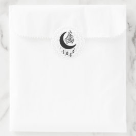 Arabic Diwani Calligraphy, Crescent Moon & Lantern Runder Aufkleber