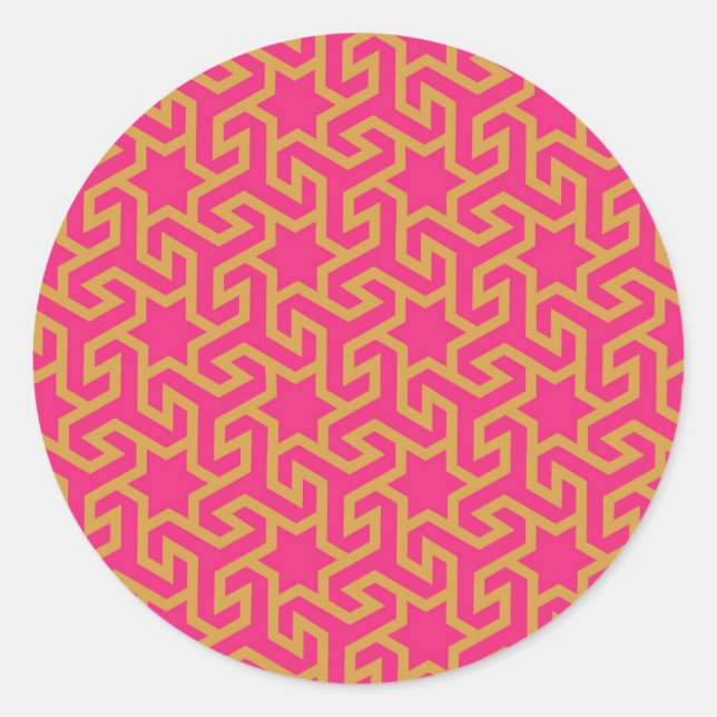 Arabic Star Shaped Muster Runder Aufkleber (Vorderseite)