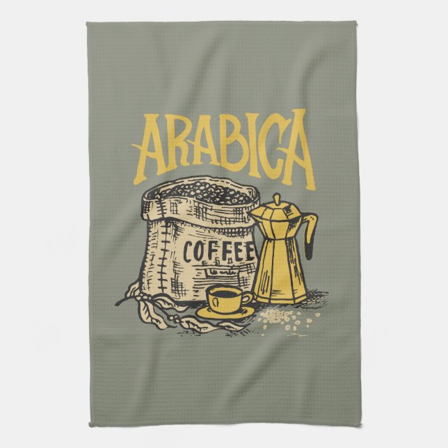 Arabica Coffee l Vintage Image Geschirrtuch (Vertikal)
