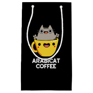 Arabicat Coffee Funny Arabica Cat Pun Dark BG Kleine Geschenktüte
