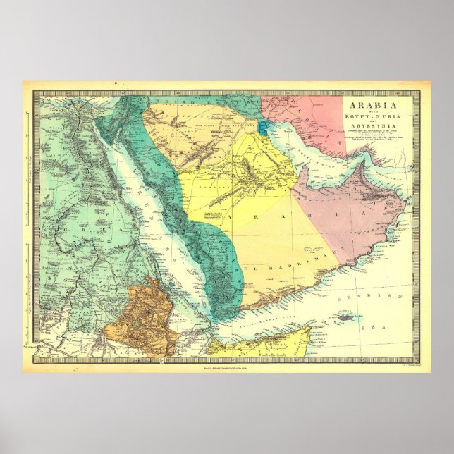 Arabien mit Ägypten, Nubien und Abessinia-Landkart Poster (Vorne)