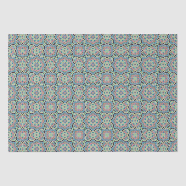 Arabisch Boho Elegant Geometric Marokkanisches Bla Seidenpapier (Vorderseite)