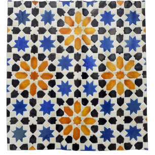 Arabisch Marokkanisch: Mosaikfliesen-Hintergrund. Duschvorhang