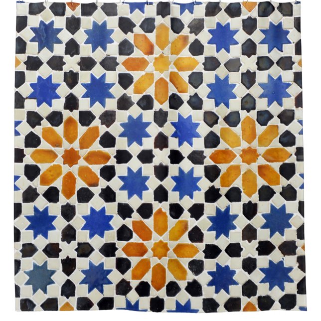 Arabisch Marokkanisch: Mosaikfliesen-Hintergrund. Duschvorhang (Vorderseite)