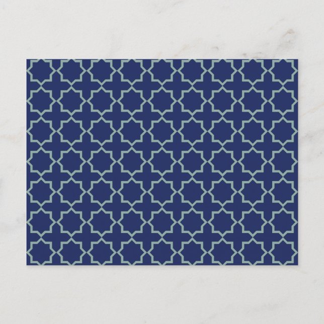Arabisch-marokkanisches Gitter in Mitternacht-Blau Postkarte (Vorderseite)