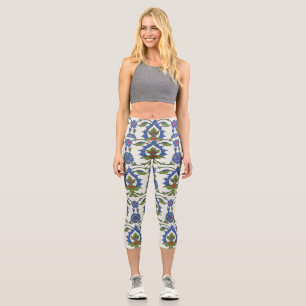 Arabisch Traditionell: Nahtloses Iznik-Fliesenmust Capri Leggings