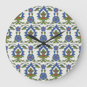 Arabisch Traditionell: Nahtloses Iznik-Fliesenmust Große Wanduhr