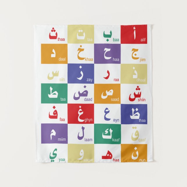 Arabische Buchstaben für Kinder Wandteppich (Vorderseite)