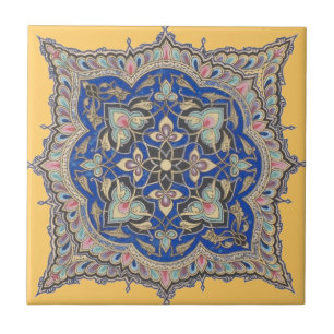 Arabische Fliese Gelb Nahöstlich Blau Gold Design