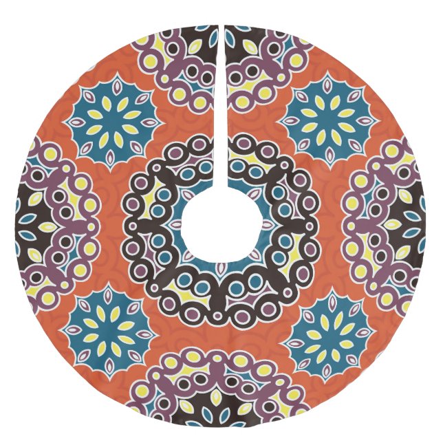 Arabische Fliesen, Vintages Patchwork-Muster. Polyester Weihnachtsbaumdecke (Vorderseite)