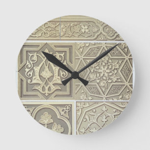 Arabische Fliesenentwürfe (Farbelitho) Runde Wanduhr
