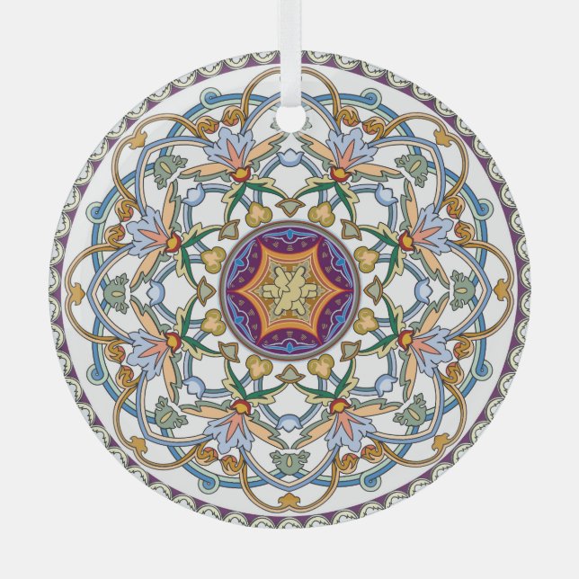 Arabische Flora: Traditioneller islamischer Rahmen Ornament Aus Glas (Vorderseite)