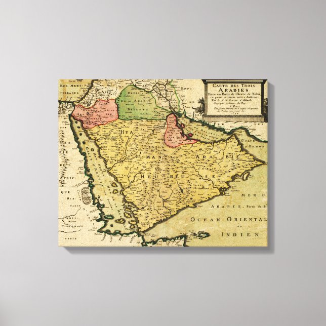 Arabische Halbinsel Naher Osten - Karte Leinwanddruck (Vorderseite)