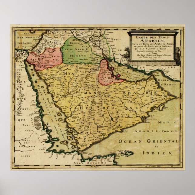 Arabische Halbinsel Naher Osten - Karte Poster (Vorne)