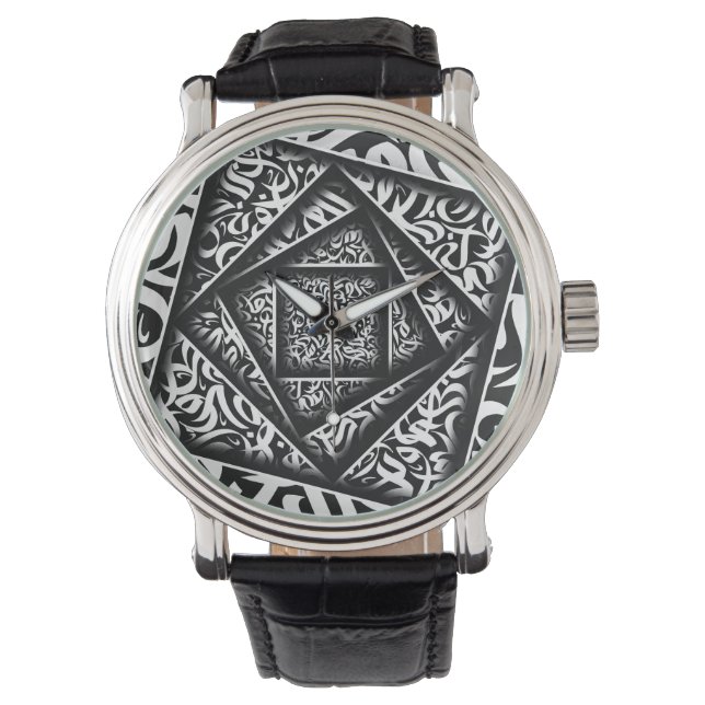 arabische Kalligrafie 3d Armbanduhr (Vorderseite)