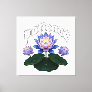Arabische Kalligrafie Sabr Geduld - Zen-Lotusblume Leinwanddruck
