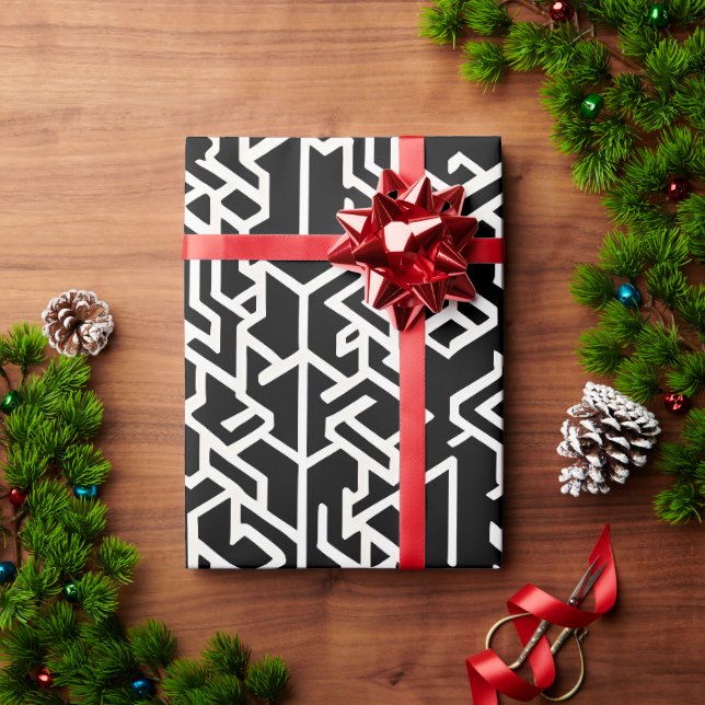 Arabische Kexogons und Linien Geometrisches Muster Geschenkpapier (Feiertagsgeschenk)