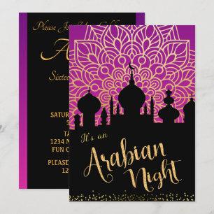 Arabische Nacht - Einladung in Lila und Schwarz