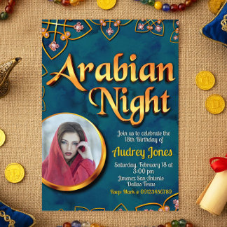 Arabische Nacht mit Foto Türkis Einladung