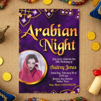 Arabische Nacht mit Foto - Violett Einladung