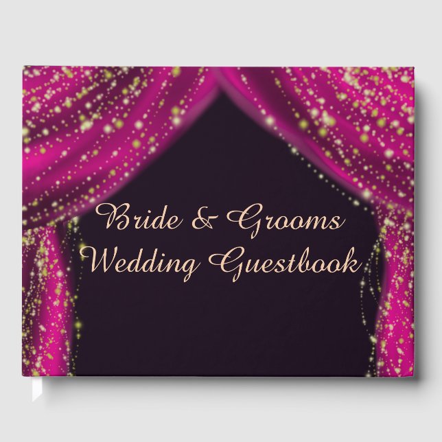 Arabische Nächte Magenta & Gold Stars Hochzeit Gästebuch (Vorderseite)