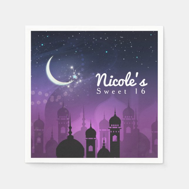 Arabische Nächte Marokkanisches Lila Mondlicht Serviette (Vorderseite)