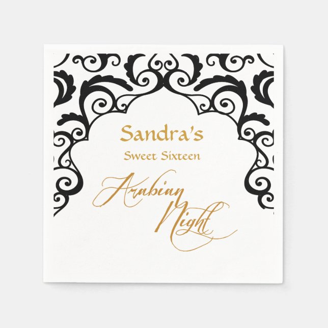 arabische Nächte, schwarz und Gold Serviette (Vorderseite)
