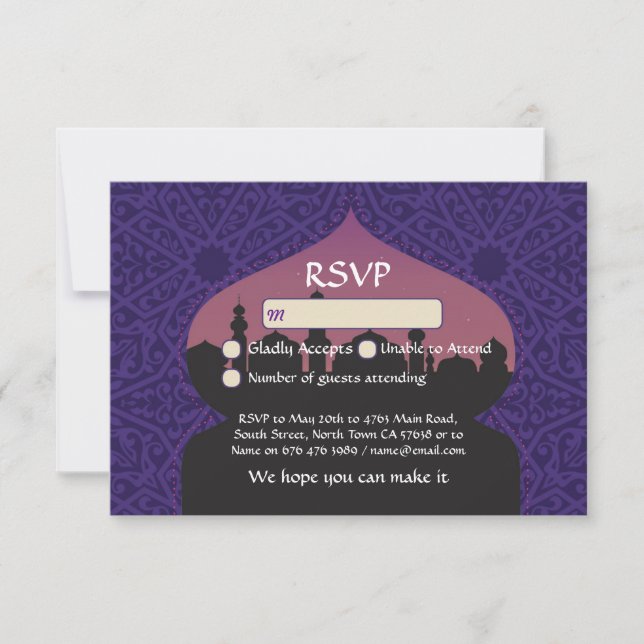 Arabische Nächte UAWG Wedding Respektkarten RSVP Karte (Vorderseite)