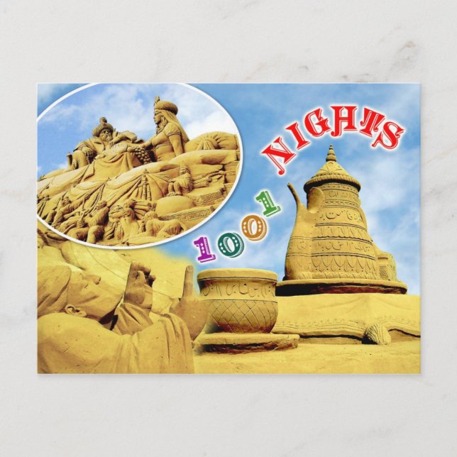 Arabische Nächte und Skulptur, Belgien Postkarte (Vorderseite)