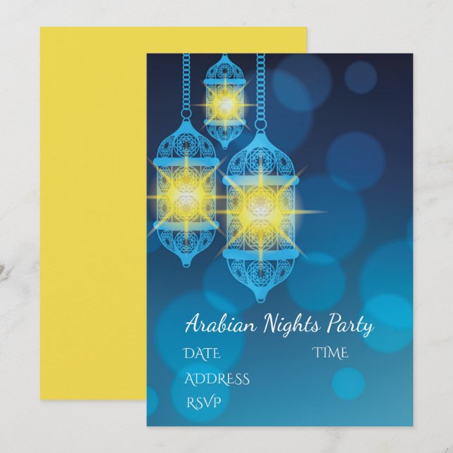 Arabische Nachtlaternen-Partythema Einladung (Vorne/Hinten)