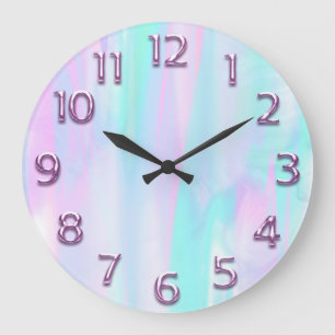 Arabische Zahl Rosa Holograph Blauer Pastell Große Wanduhr