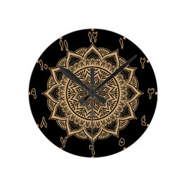 Arabische Zahlen Mandala Runde Wanduhr