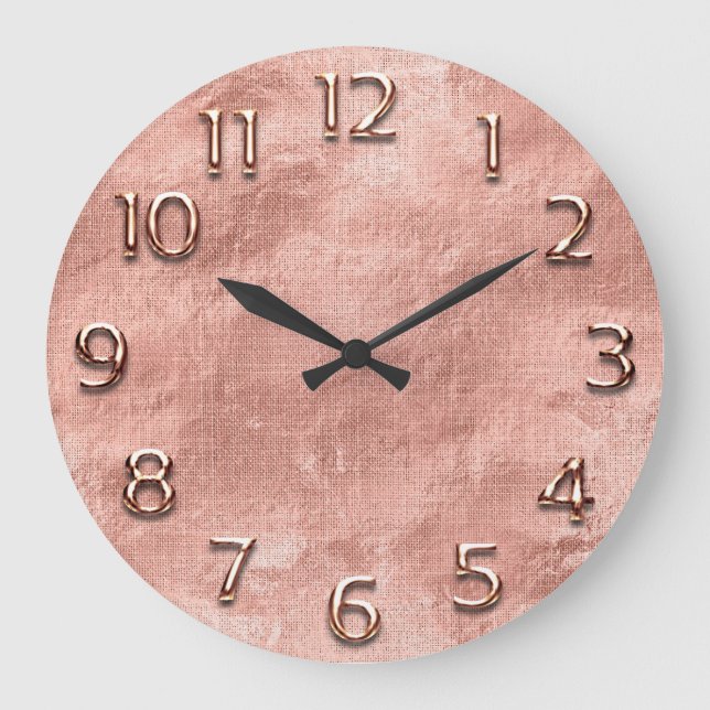 Arabische Zahlen Weißes Kupfer Rose Gold Stadtkonz Große Wanduhr (Vorderseite)