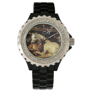 ARABISCHE ZEIT MIT PFERDEN, ANDEREN TIEREN, Monogr Armbanduhr