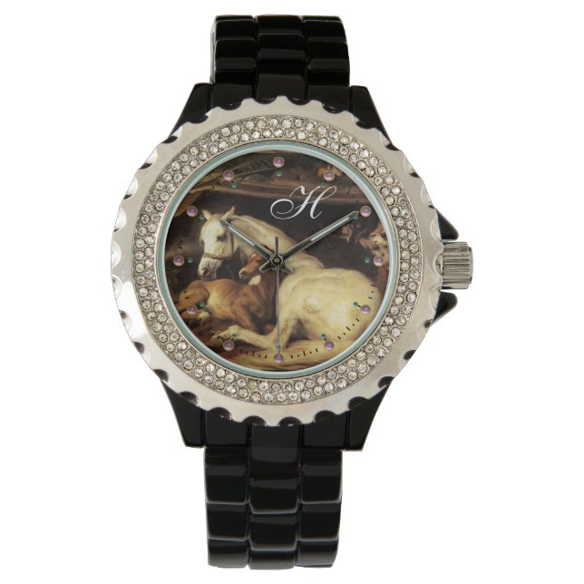 ARABISCHE ZEIT MIT PFERDEN, ANDEREN TIEREN, Monogr Armbanduhr (Vorderseite)