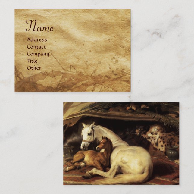 ARABISCHE ZEIT MIT PFERDEN, ANDEREN TIEREN VISITENKARTE (Vorne/Hinten)