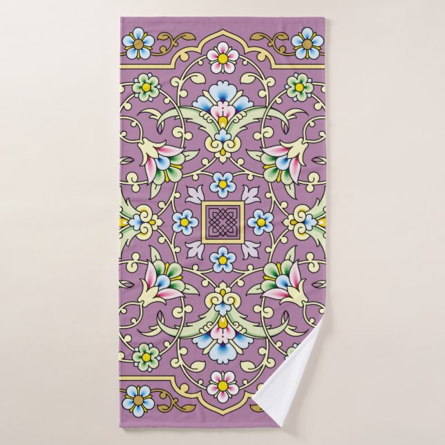 Arabischer Blumenrahmen. Traditionelles islamische Badehandtuch (Badehandtuch)